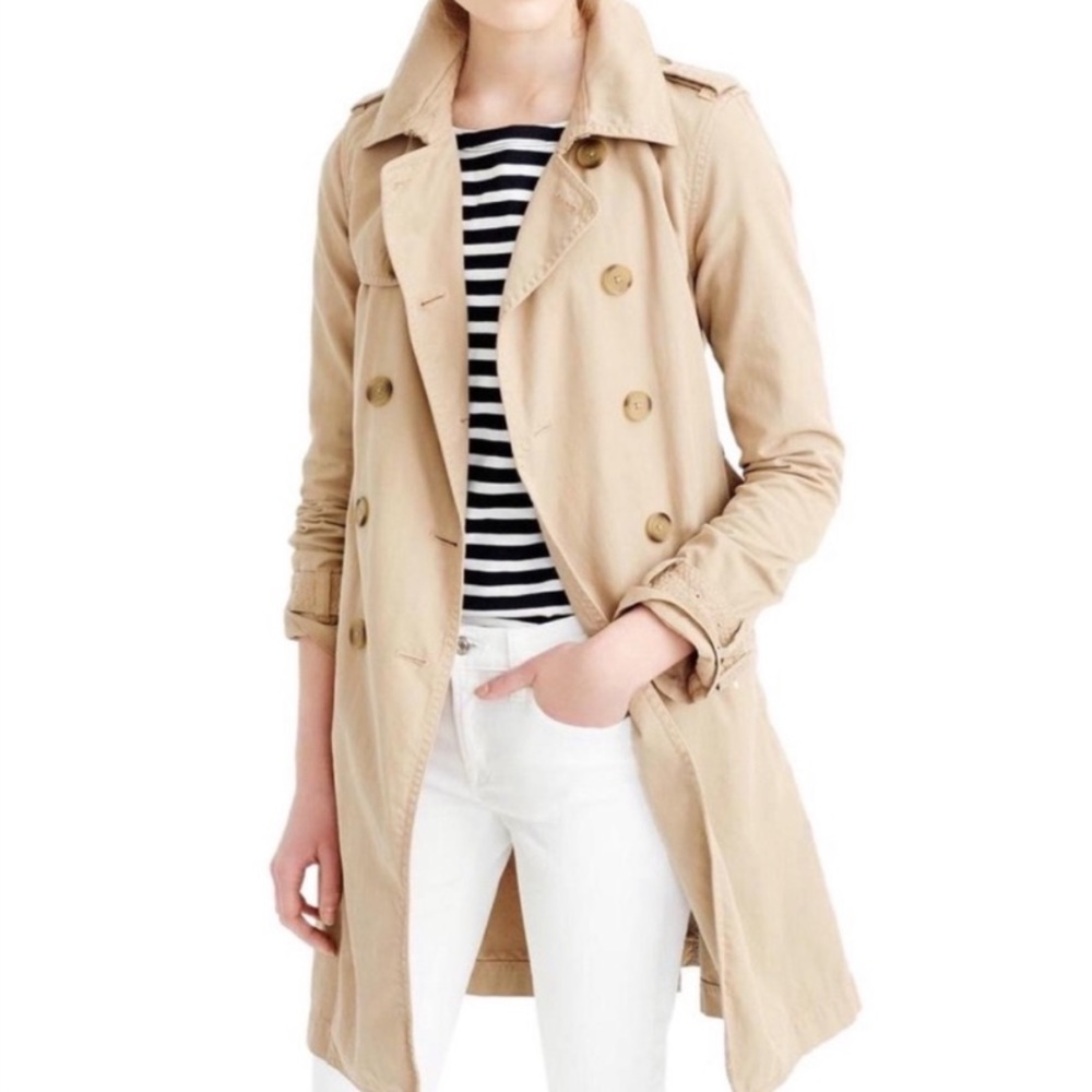 J. Crew Double Breasted Trench Coat Tan Khaki